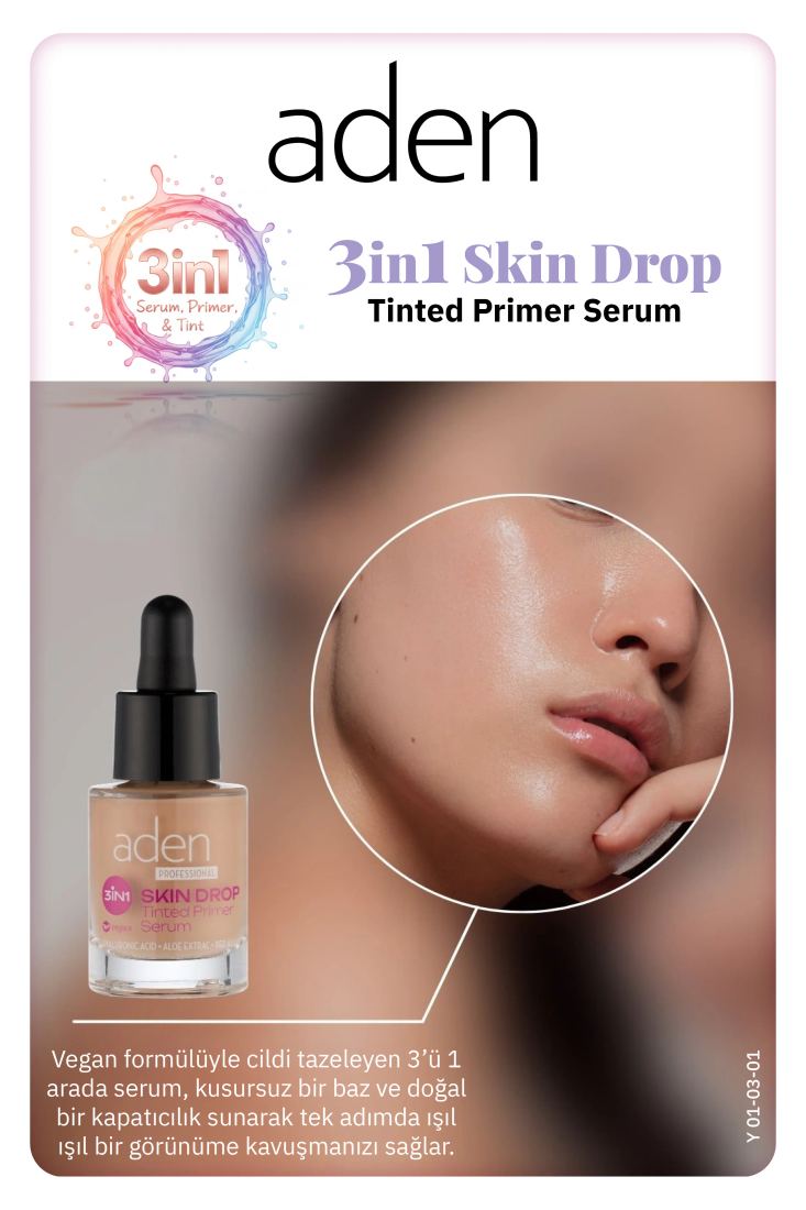 Aden Primer Serum - Makyaj Bazı Serum 3in1 Skin Drop - Tinted Primer Serum