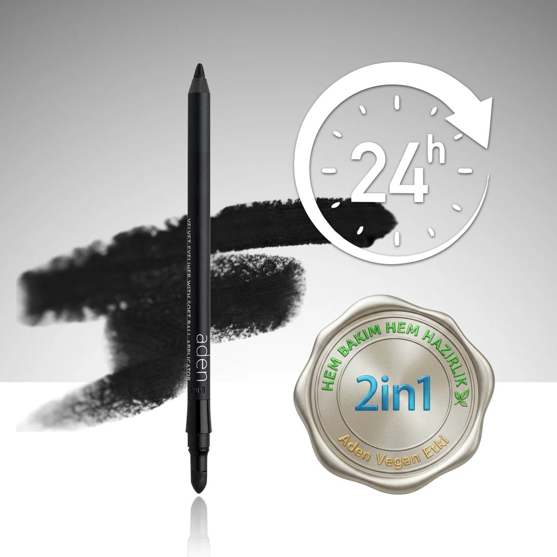 Aden Smoky Eyes Velvet Eyeliner - Kadife Eyeliner 01 Black (Siyah)