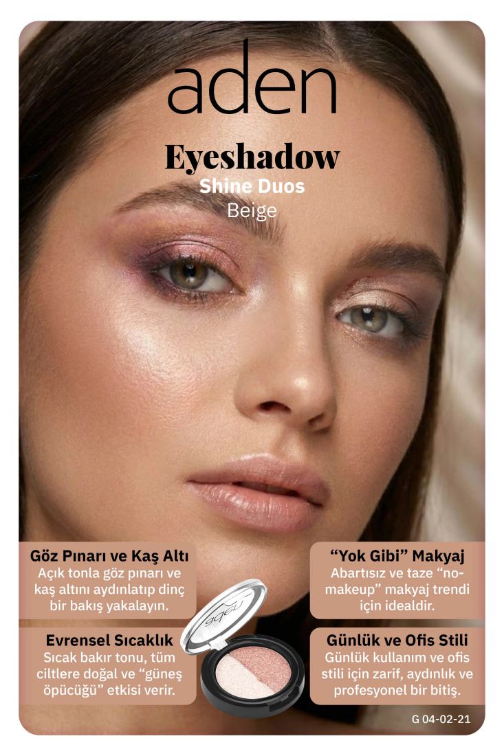 Aden Eyeshadow Shine Duos - Işıltılı Göz Farı İkilisi Beige (Bej)