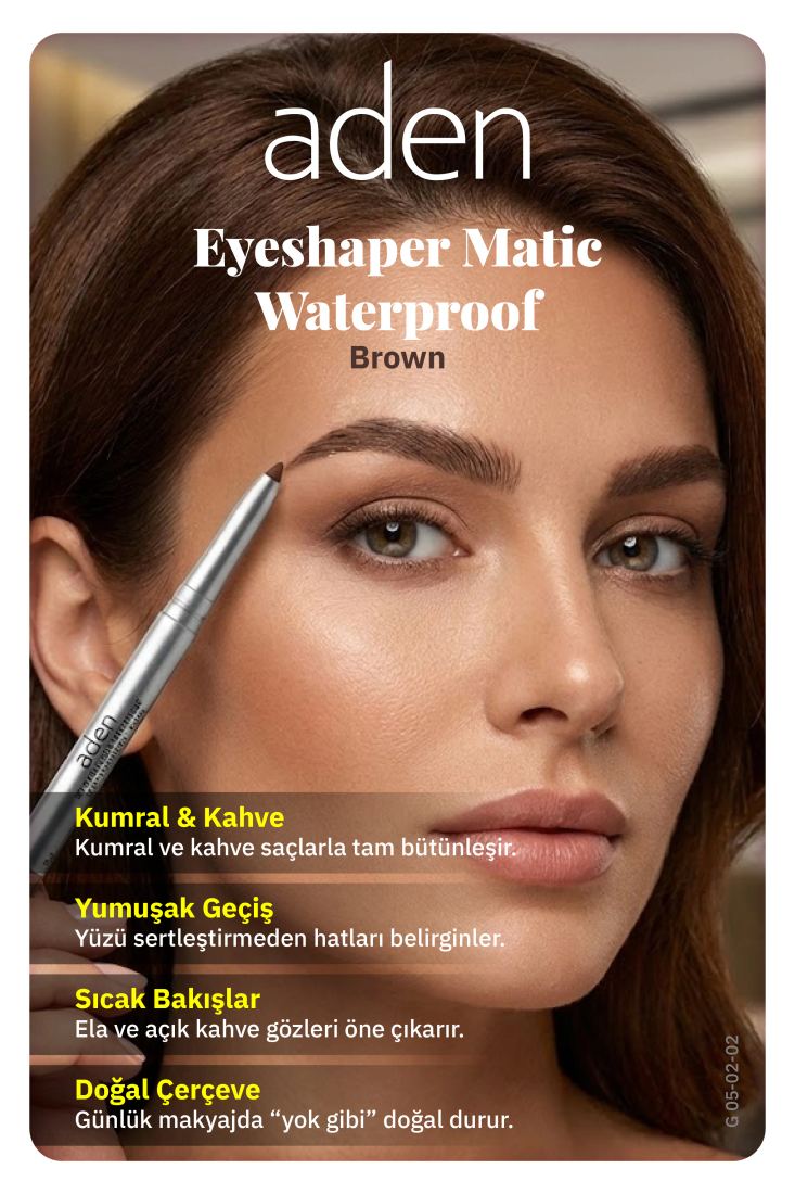 Aden Waterproof Matic Eyeshaper - Asansörlü Göz Kalemi 02 Brown (Kahverengi)