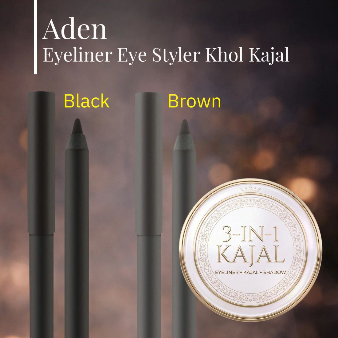 Aden Eyeliner Eye Styler Khol Kajal - Kajal Eyeliner 01 Black (Siyah)