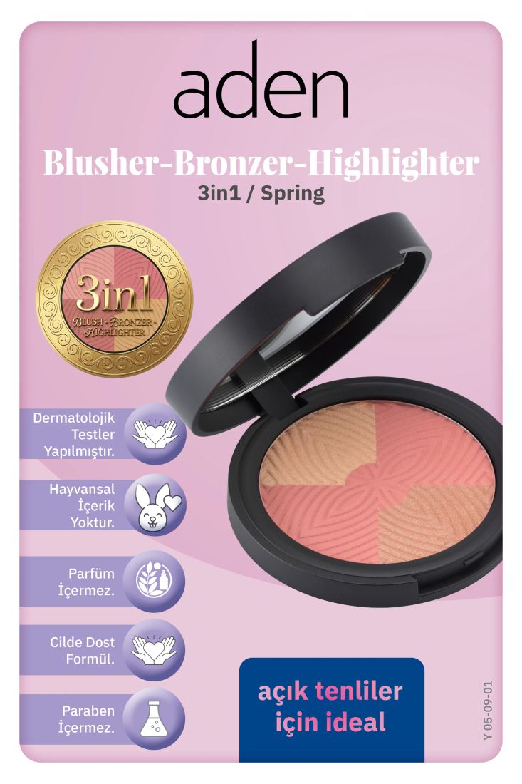 Aden 3 In 1 Blusher-Bronzer-Highlighter Spring