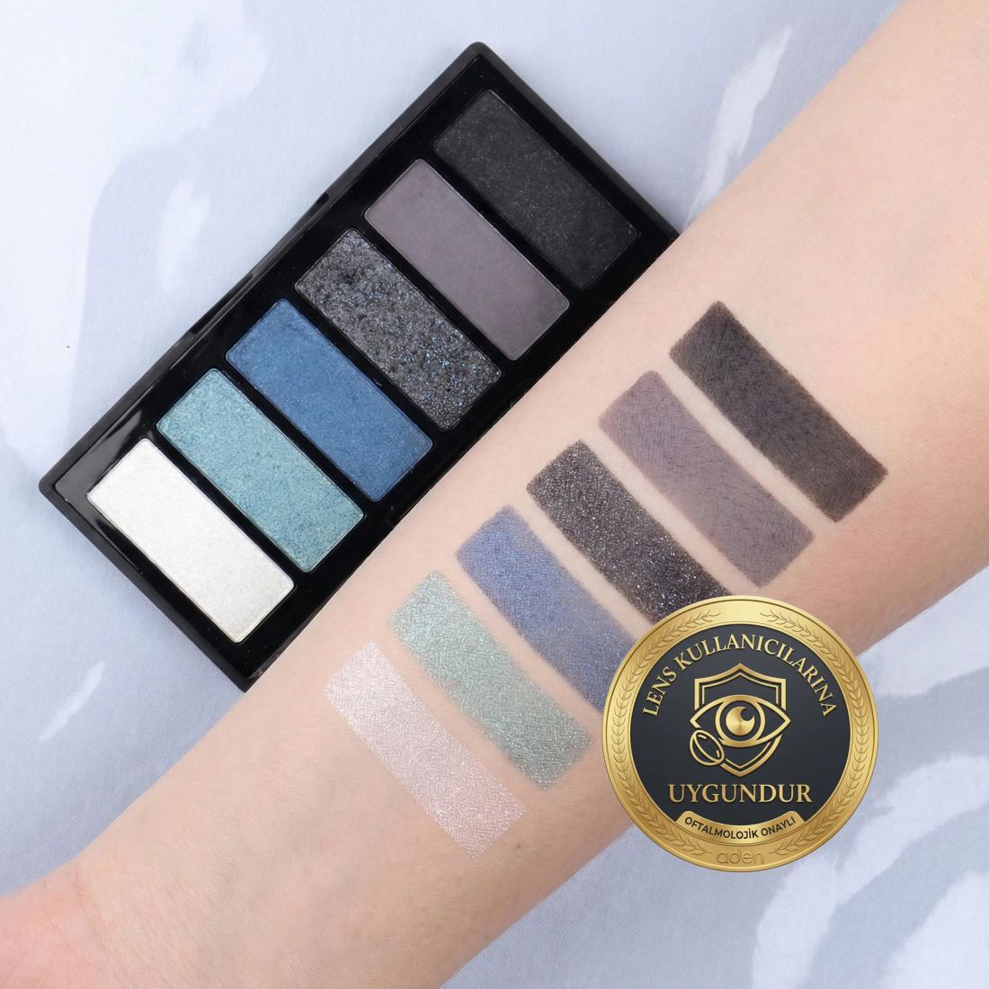 Aden Eyeshadow Palette 6 Shades - 6'lı Göz Farı Paleti Black Blue (Siyah Mavi)