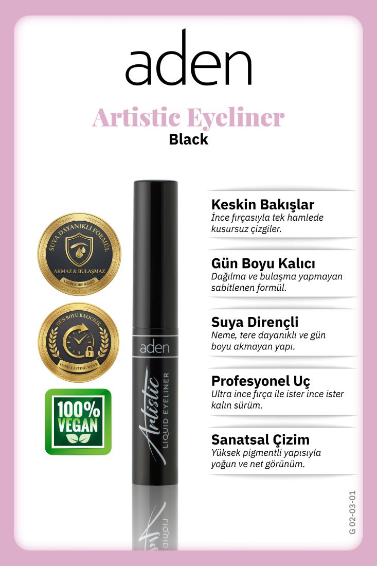 Aden Artistic Eyeliner - Artistik Eyeliner 01 Black (Siyah)