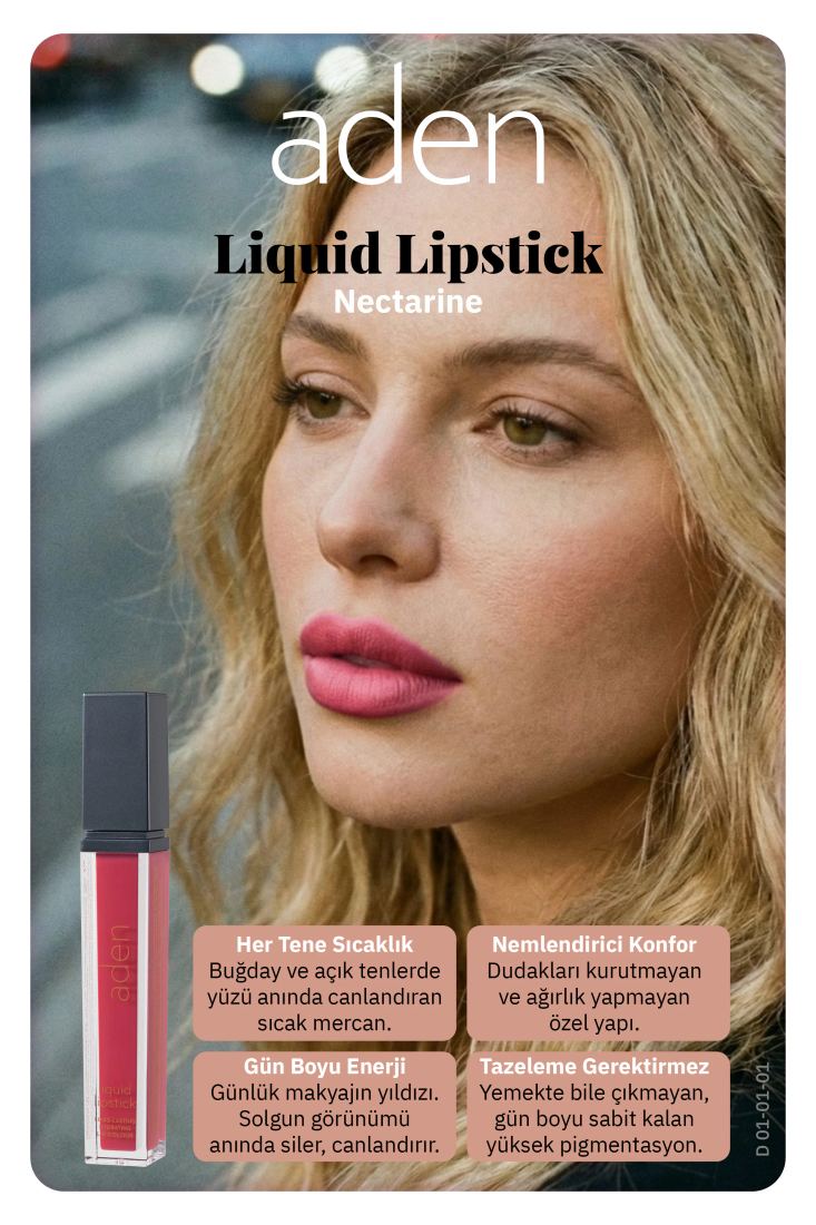 Aden Liquid Lipstick - Likit Ruj 01 Nectarine (Nektarin)