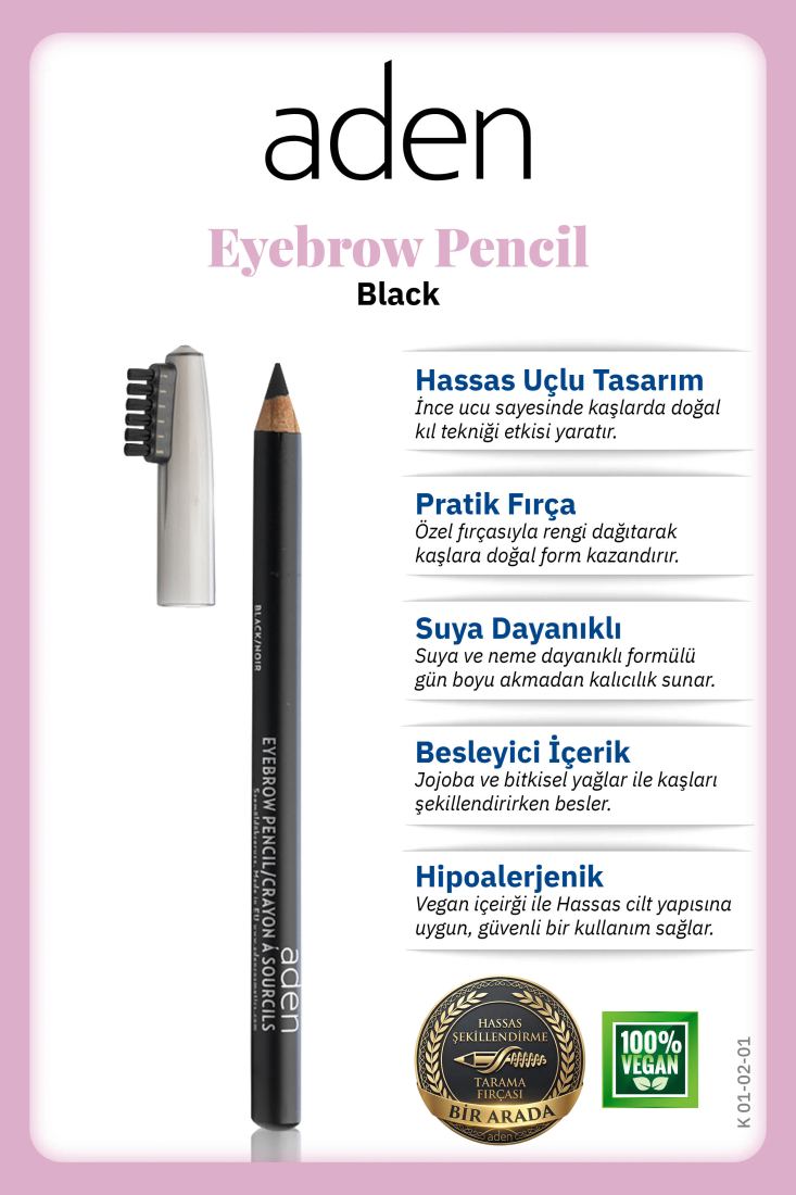 Aden Eyebrow Pencil - Kaş Kalemi 01 Black (Siyah)