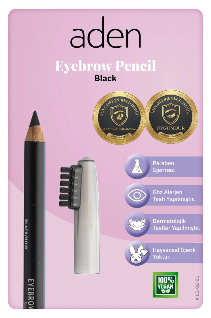 Aden Eyebrow Pencil - Kaş Kalemi 01 Black (Siyah)