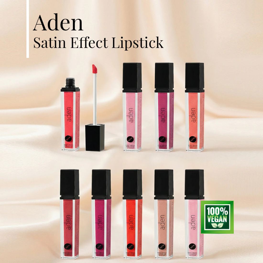Aden Satin Effect Lipstick - Saten Etkili Likit Ruj 01 Radiant Beige (Işıltılı Bej)