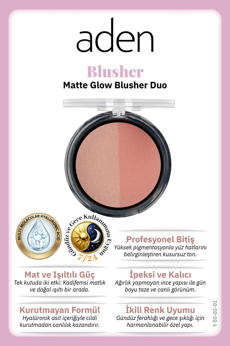 Aden Matte Glow Blusher Duo - Mat Işıltılı İkili Allık Matte Glow Blusher Duo - Mat & Işıltılı İkili Allık