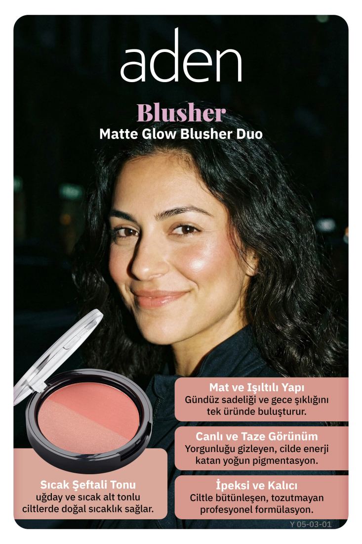 Aden Matte Glow Blusher Duo - Mat Işıltılı İkili Allık Matte Glow Blusher Duo - Mat & Işıltılı İkili Allık