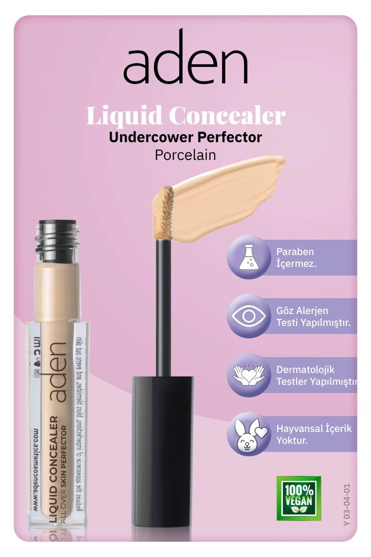 Aden Liquid Concealer Undercover - Likit Kapatıcı 01 Porcelain (Porselen)