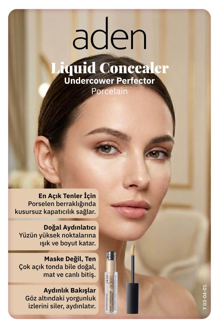 Aden Liquid Concealer Undercover - Likit Kapatıcı 01 Porcelain (Porselen)