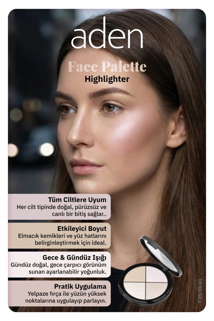 Aden Face Palette - Yüz Paleti Highlighter Palette - Aydınlatıcı Palet