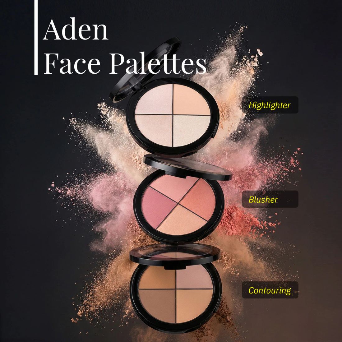 Aden Face Palette - Yüz Paleti Highlighter Palette - Aydınlatıcı Palet