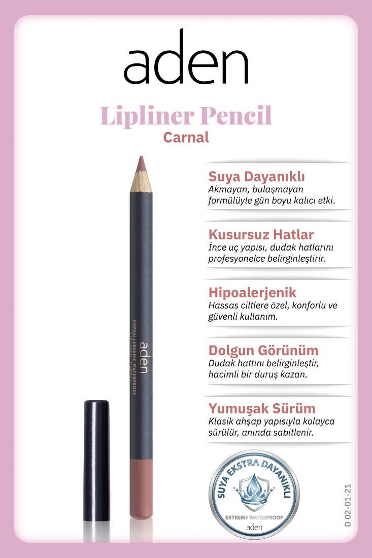 Aden Lipliner Pencil - Dudak Kalemi 21 Carnal (Karanfil)