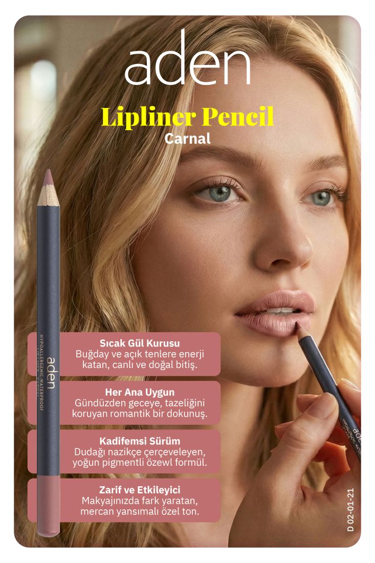 Aden Lipliner Pencil - Dudak Kalemi 21 Carnal (Karanfil)