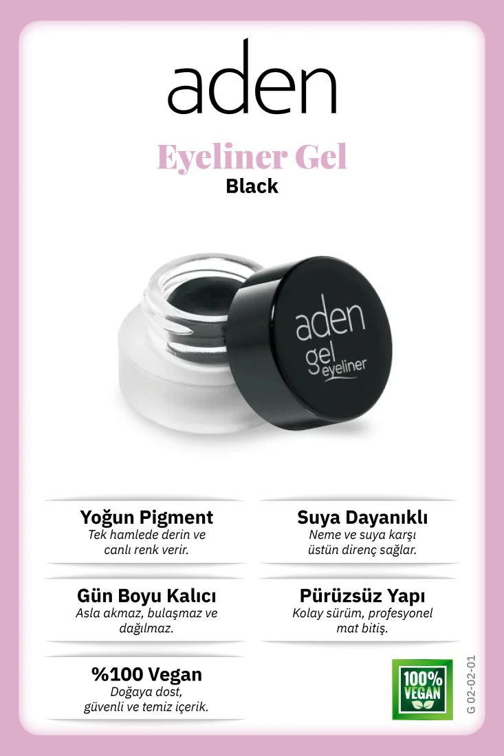 Aden Eyeliner Gel - Jel Eyeliner Black (Siyah) Standart