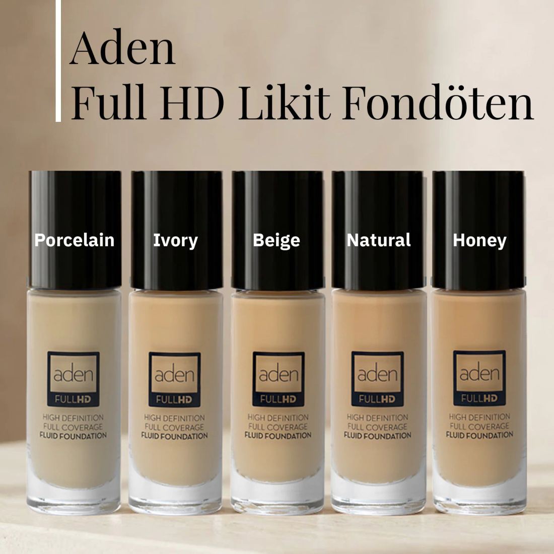 Aden Full Hd Likit Fondöten 20 Ml 01 Porcelain (Porselen)
