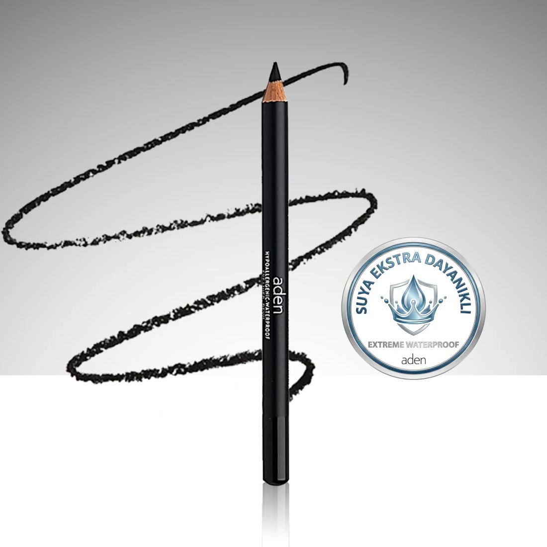 Aden Eyeliner Pencil Waterproof - Suya Dayanıklı Eyeliner Kalem 00 Devil (Siyah)