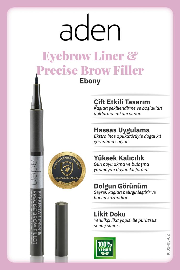 Aden Precise Brow Filler - Hassas Kaş Dolgu Kalemi 02 Ebony (Yoğun Kahve)