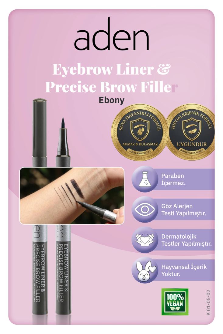 Aden Precise Brow Filler - Hassas Kaş Dolgu Kalemi 02 Ebony (Yoğun Kahve)