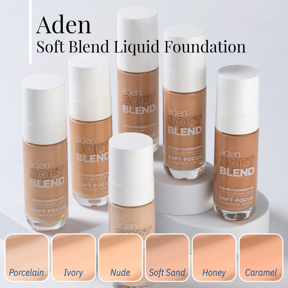 Aden Soft Blend Liquid Foundation 01 Porcelain (Porselen)