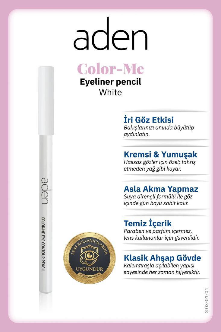 Aden Color-me Eye Contour Pencil - Göz Kontür Kalemi White (Beyaz) Standart