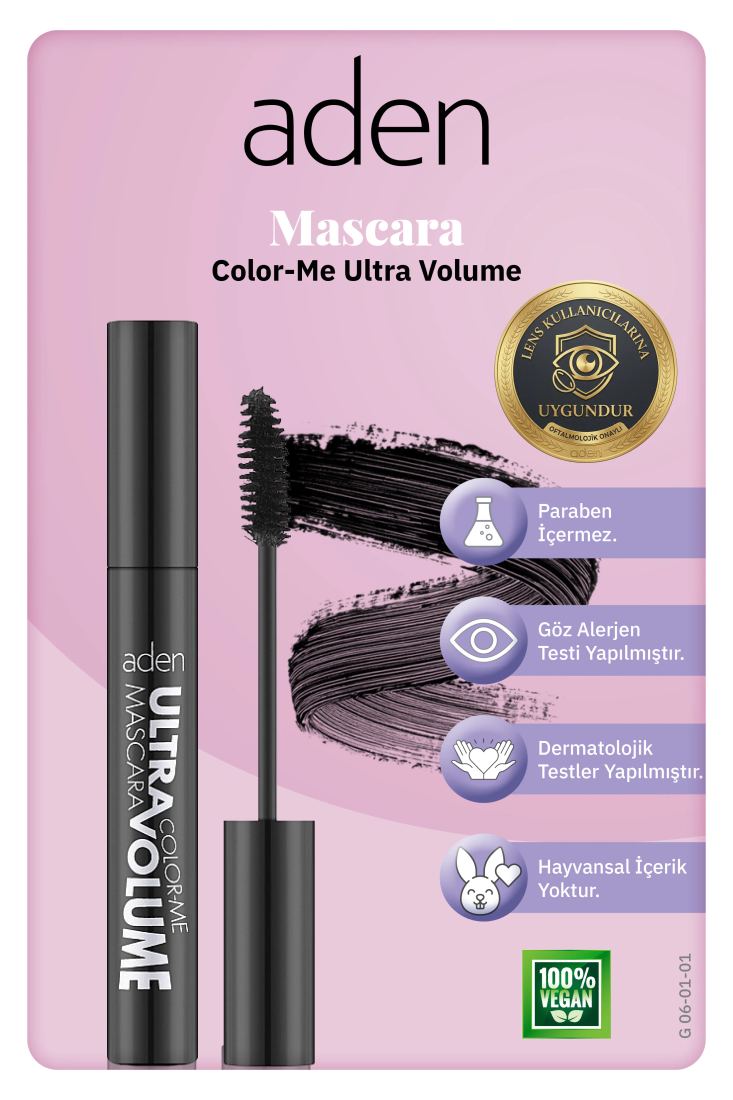 Aden Mascara Collection - Maskara Serisi Mascara Color-Me Ultra Volume - Ultra Hacim Etkili Maskara