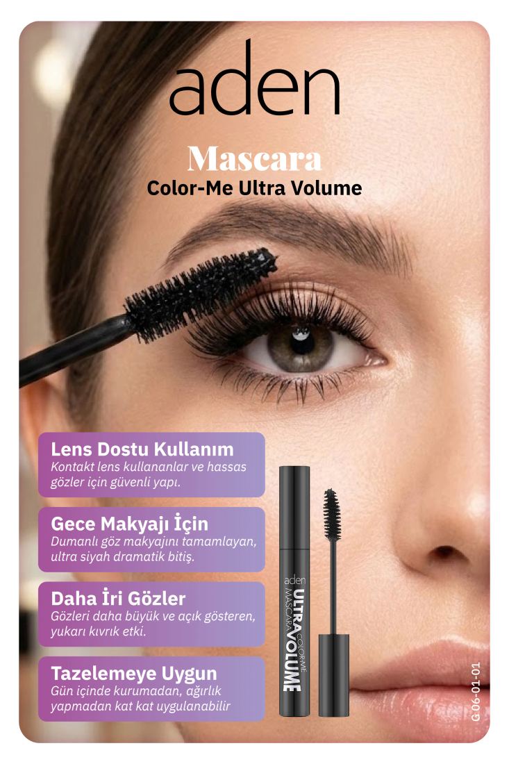 Aden Mascara Collection - Maskara Serisi Mascara Color-Me Ultra Volume - Ultra Hacim Etkili Maskara