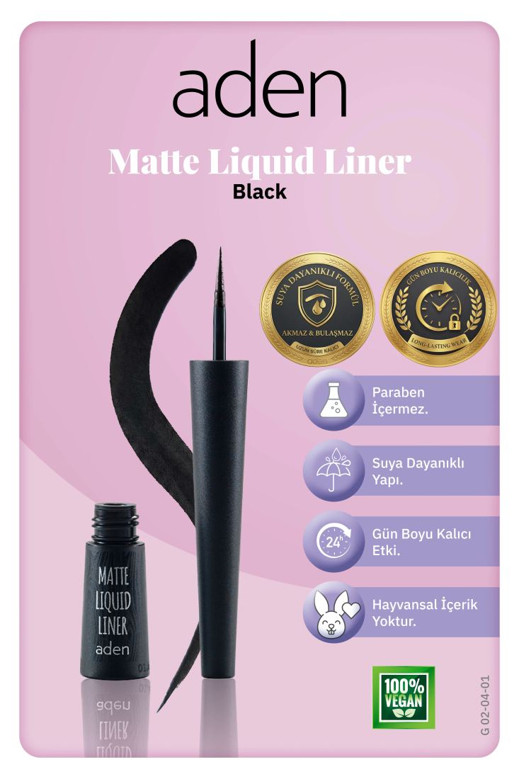 Aden Matte Liquid Liner - Mat Likit Eyeliner Black (Siyah) Standart