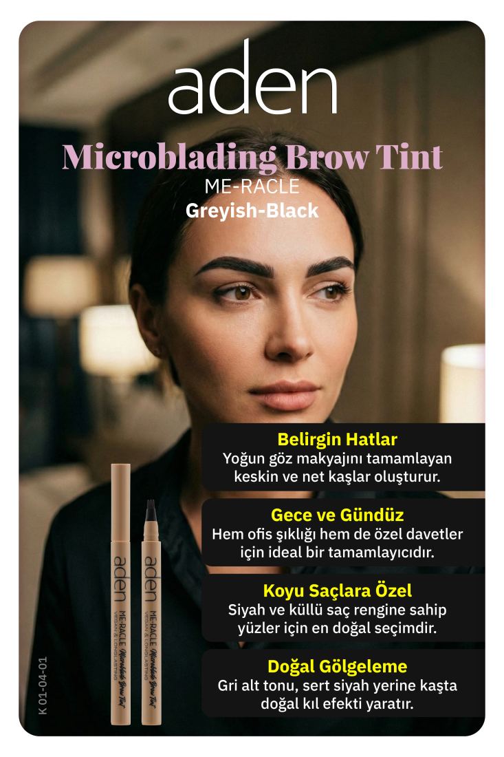 Aden Me-Racle Microblading Brow Tint - Microblading Kaş Tinti Greyish-Black (Grimsi Siyah)