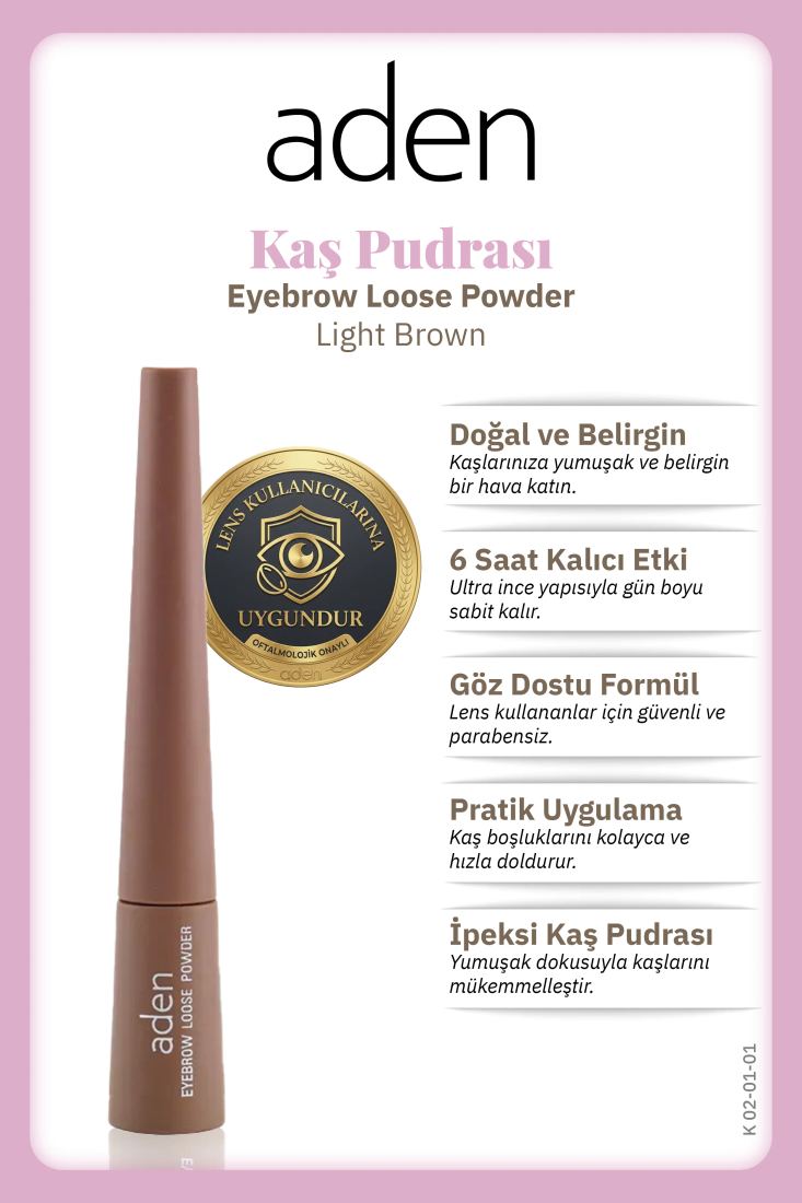 Aden Eyebrow Loose Powder - Kaş Pudrası 01 Light Brown (Açık Kahverengi)