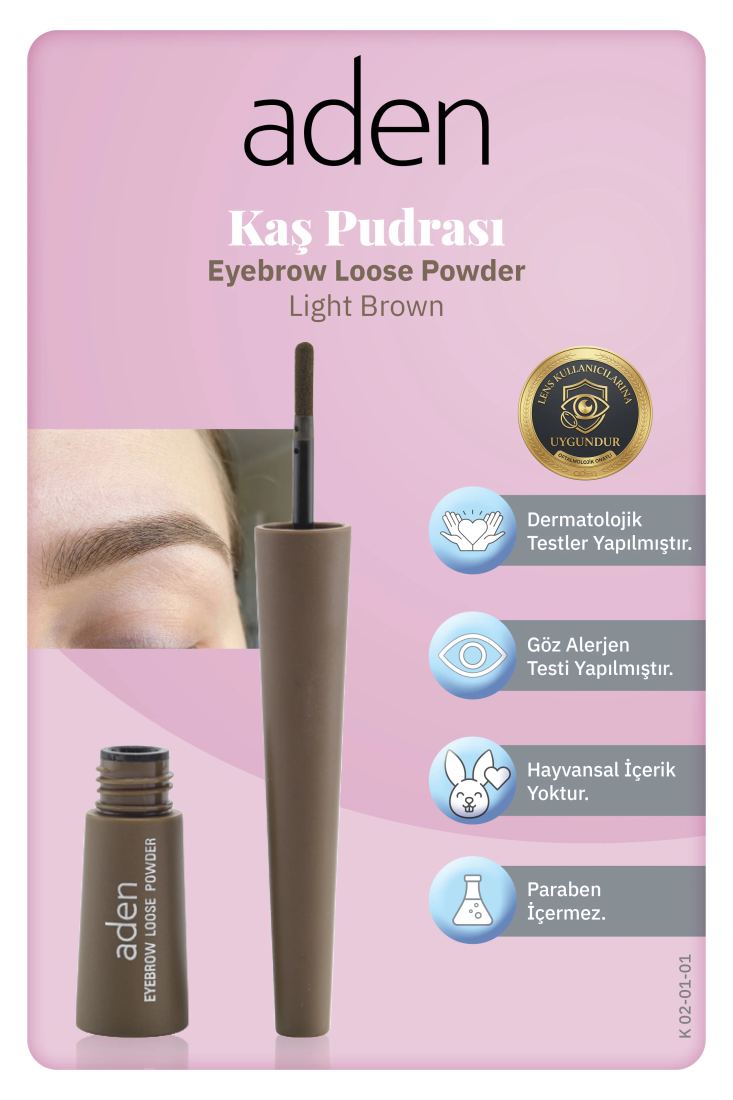 Aden Eyebrow Loose Powder - Kaş Pudrası 01 Light Brown (Açık Kahverengi)