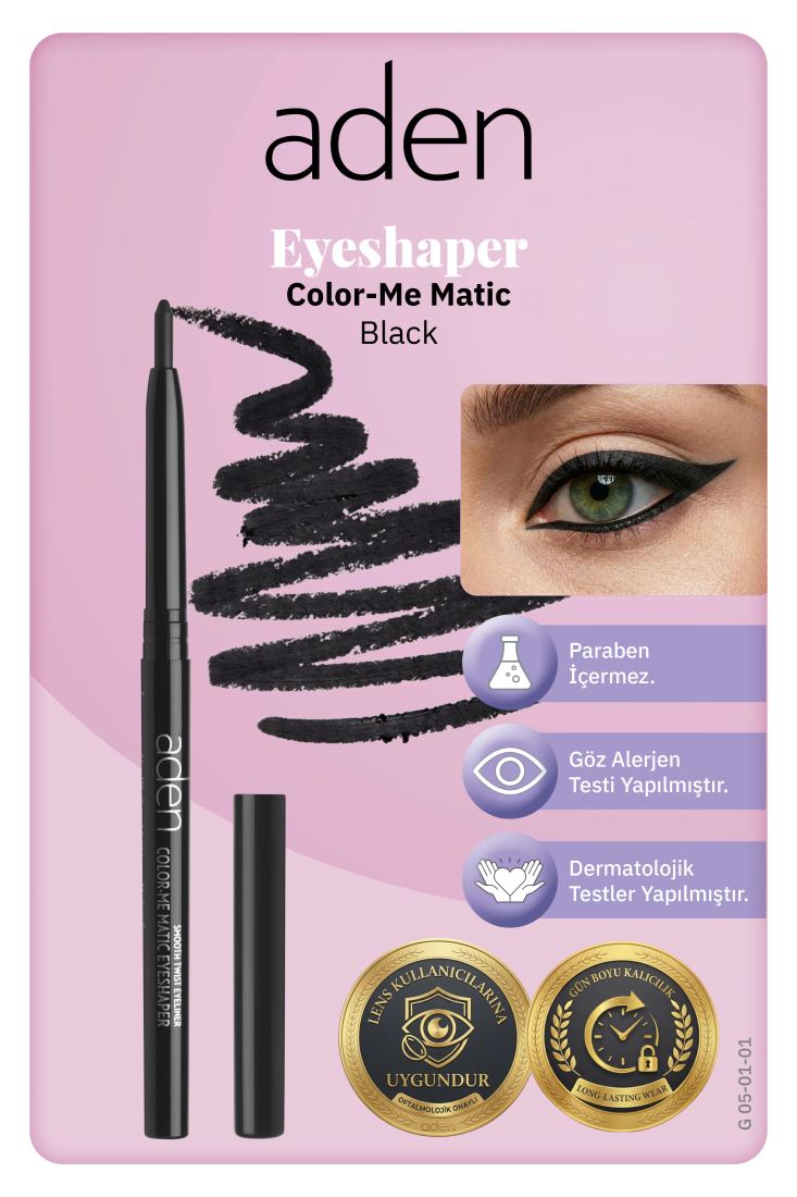 Aden Color-Me Matic Eyeshaper - Asansörlü Göz Kalemi 01 Black (Siyah)