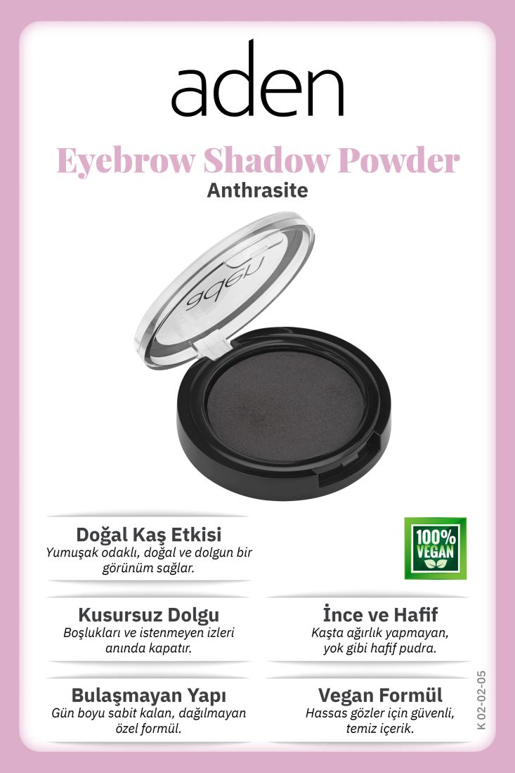 Aden Eyebrow Shadow Powder - Göz Farı 03 Anthrasite (Antrasit)
