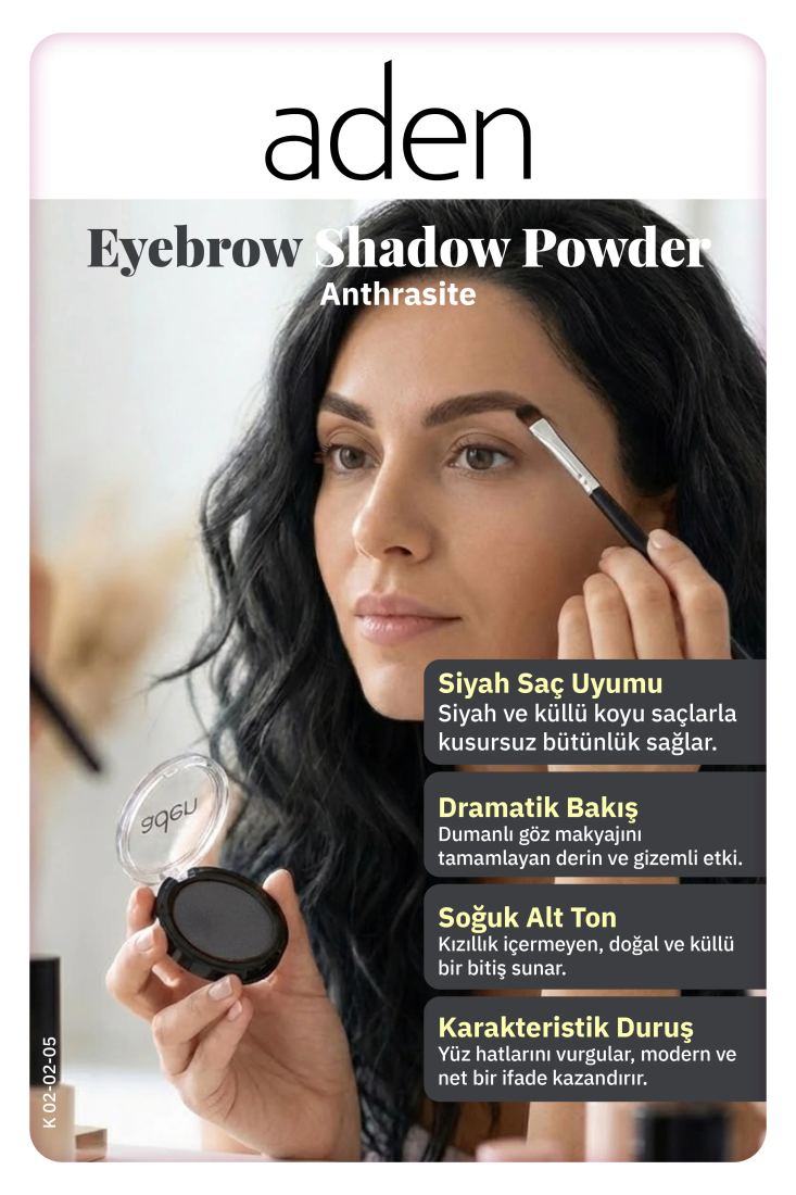 Aden Eyebrow Shadow Powder - Göz Farı 03 Anthrasite (Antrasit)