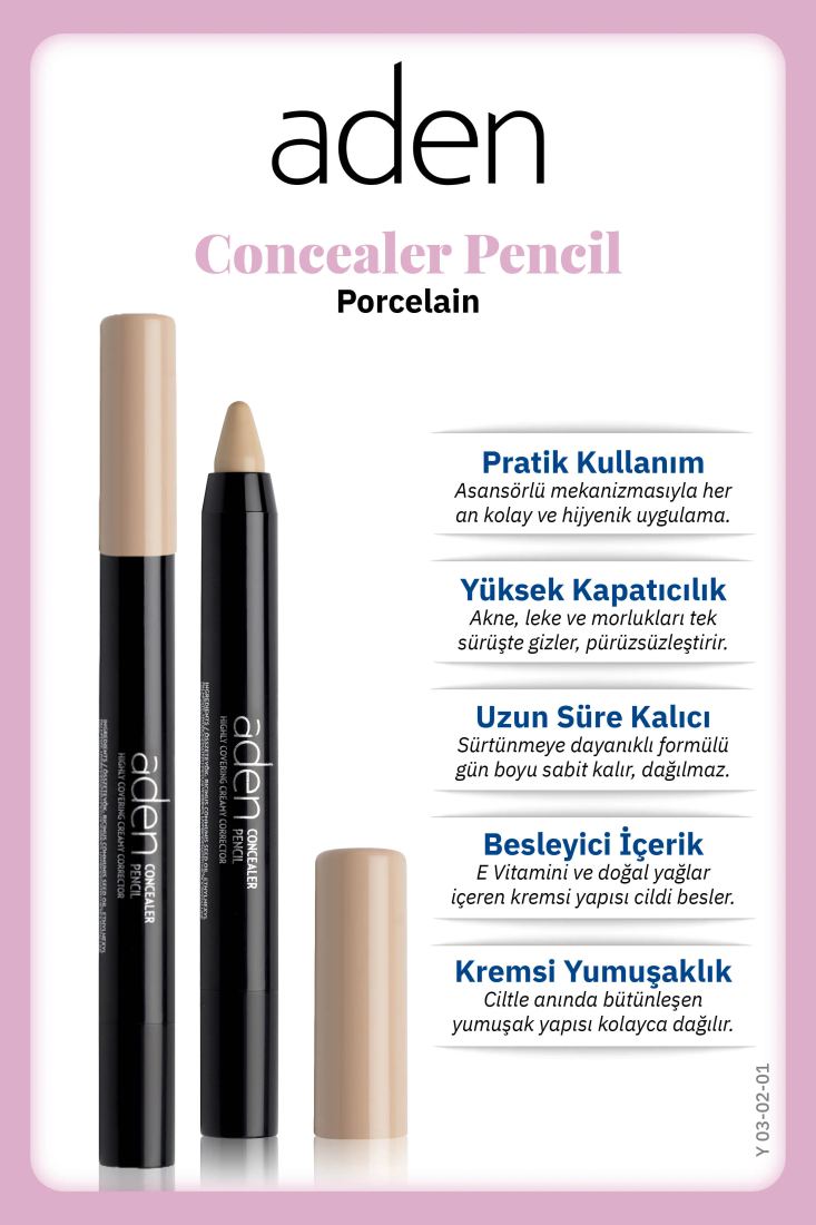Aden Concealer Pencil - Kapatıcı Kalem 01 Porcelain (Porselen)