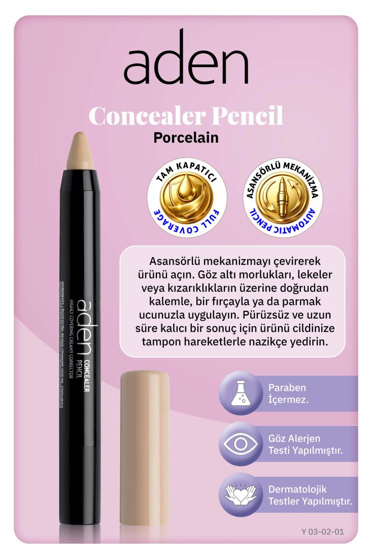 Aden Concealer Pencil - Kapatıcı Kalem 01 Porcelain (Porselen)
