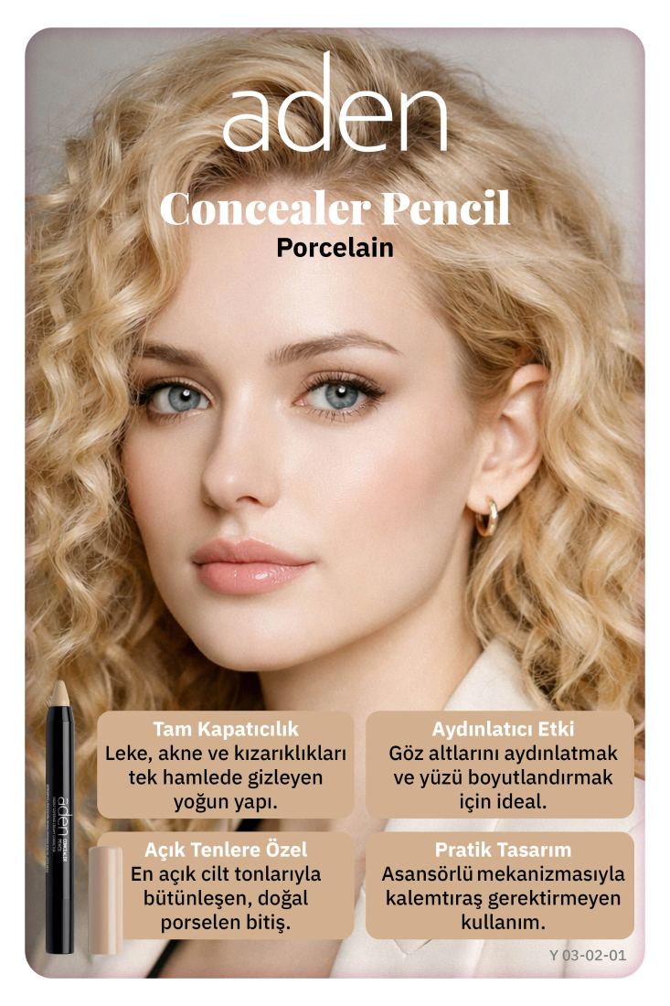 Aden Concealer Pencil - Kapatıcı Kalem 01 Porcelain (Porselen)